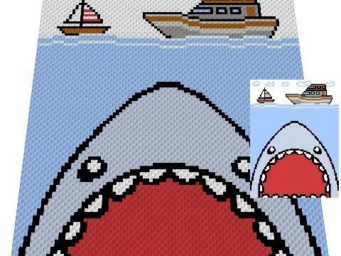 Häkelmuster * SHARK * Grafik für C2C Decke