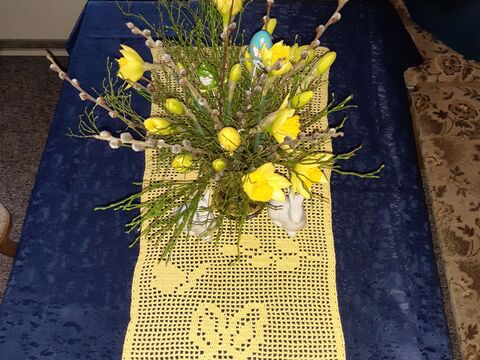 Tischläufer Häschen "sitzend" Häkelanleitung