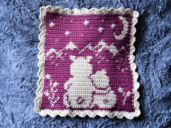 Crochet Pattern Washcloth "Bear Tobi - Night in the mountains"