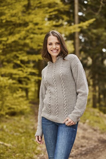 Strickanleitung: GESTRICKTER ZOPFPULLI IM MUSTERMIX AUS MERINOWOLLE