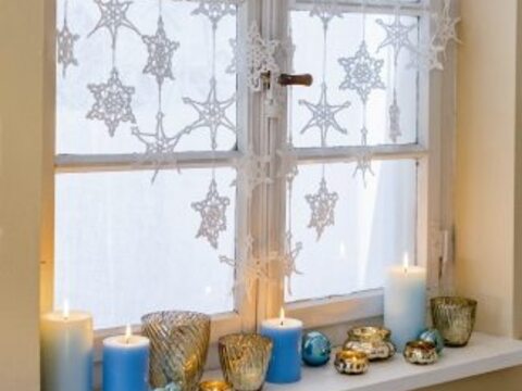 Häkelanleitung: Gehäkelte Eiskristall - Gardine