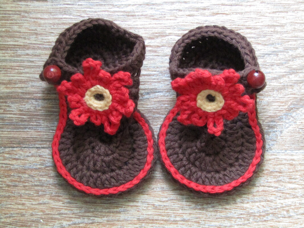 Häkelanleitung Babysandale Zehentrenner, 1 - 3 Monate