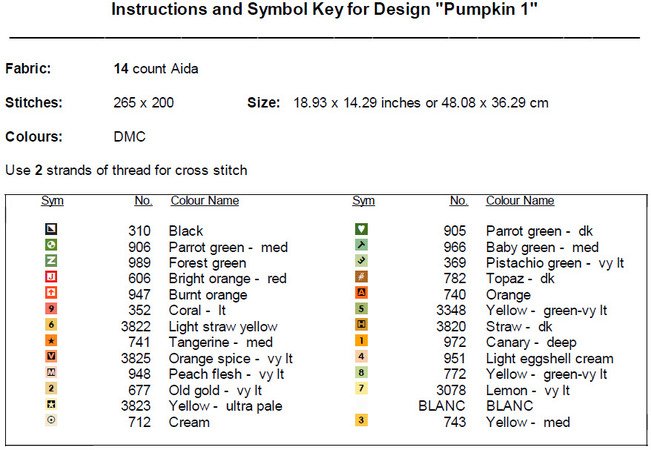 Pumpkin 1 Cross Stitch Pattern PDF