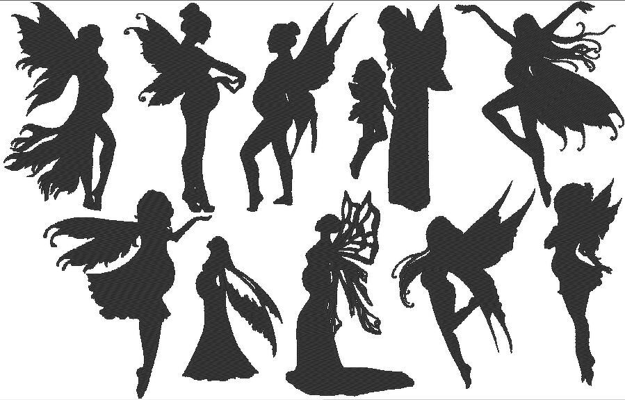 schwangere Feen Elfen Silhouetten Stickdatei schwanger