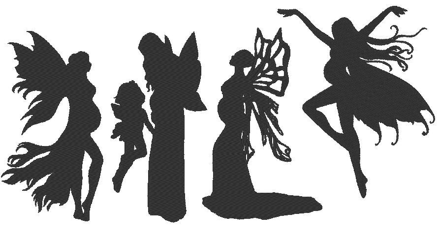 schwangere Feen Elfen Silhouetten Stickdatei schwanger - Bild 5