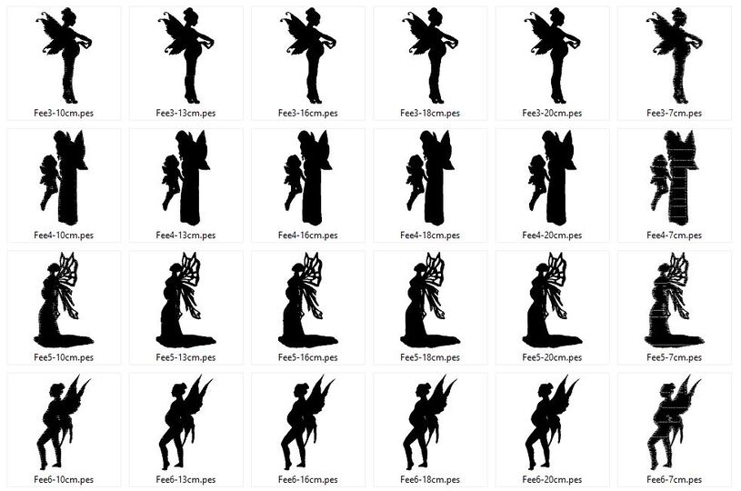 schwangere Feen Elfen Silhouetten Stickdatei schwanger