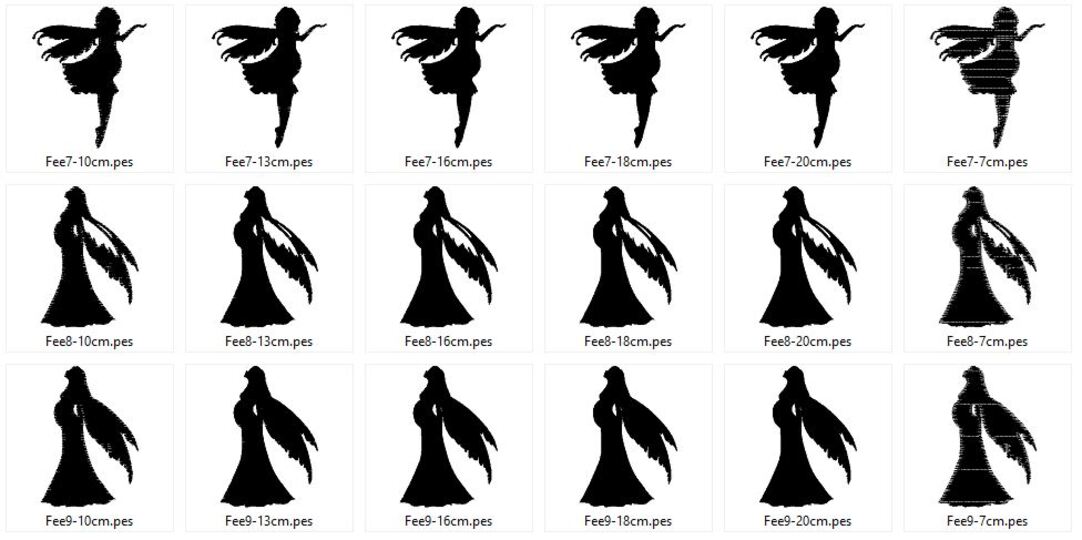 schwangere Feen Elfen Silhouetten Stickdatei schwanger