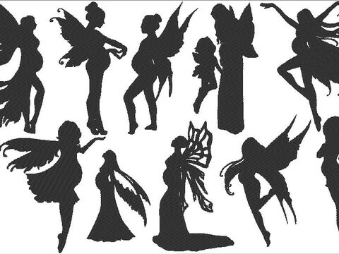 schwangere Feen Elfen Silhouetten Stickdatei schwanger