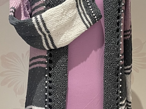 "ALL OVER" gestrickte Schalkragenjacke