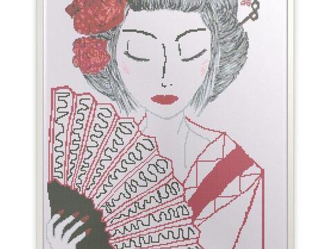 Geisha cross stitch pattern