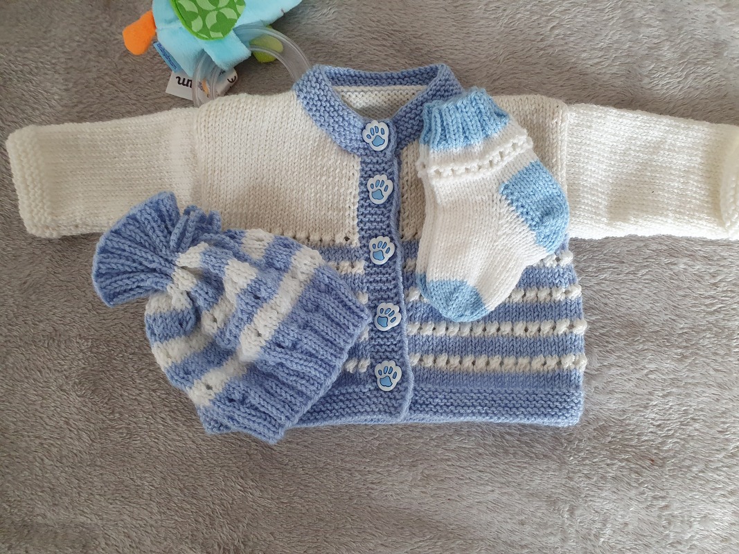 Strickanleitung Baby Set Jacke, Mütze, Socken Größe 56/62!