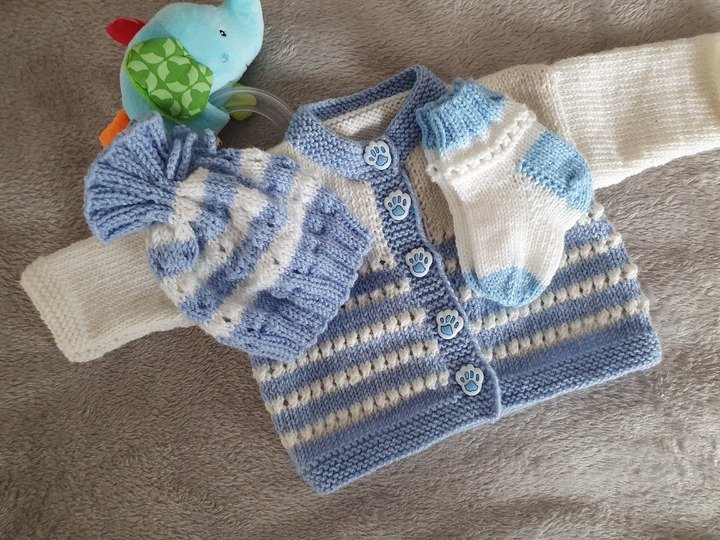 Strickanleitung Baby Set Jacke, Mütze, Socken Größe 56/62!