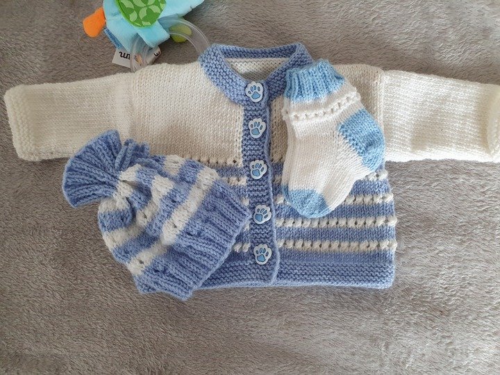 Strickanleitung Baby Set Jacke, Mütze, Socken Größe 56/62!