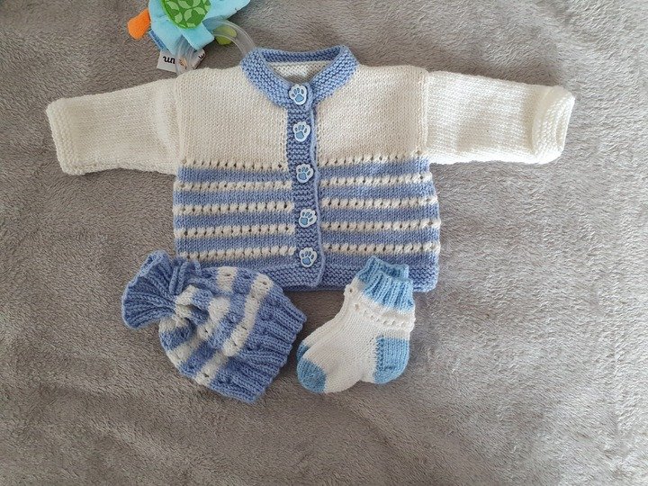 Strickanleitung Baby Set Jacke, Mütze, Socken Größe 56/62!