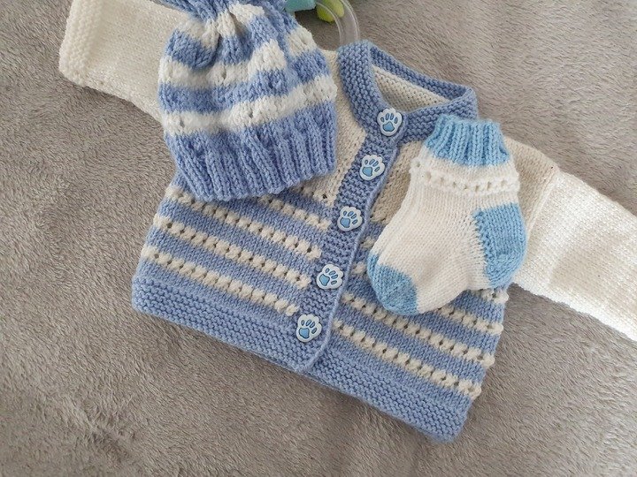Strickanleitung Baby Set Jacke, Mütze, Socken Größe 56/62!