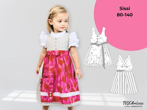 Kinderdirndl Sissi Gr. 80-140 Schnittmuster & Nähanleitung