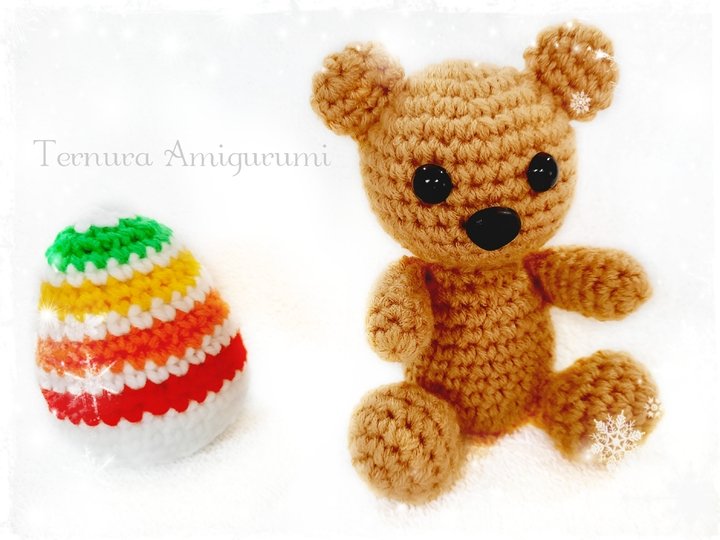 Crochet pattern bear with egg PDF Ternura Amigurumi English Deutsch Dutch