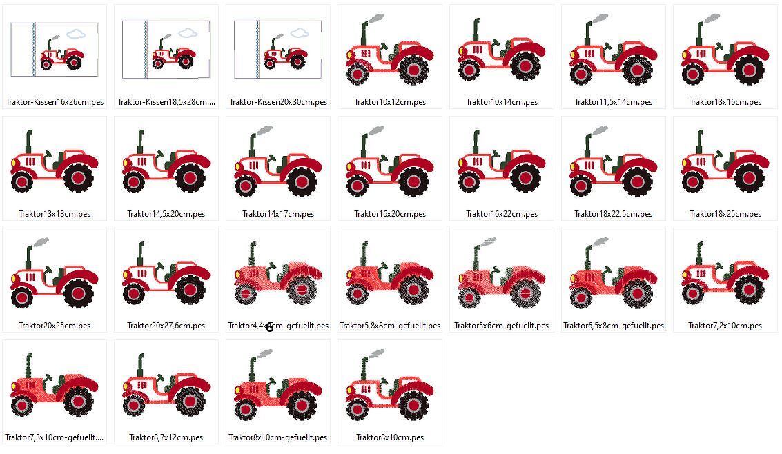 Traktor Stickdatei alle Größen inkl. Kissen ITH - Bild 2