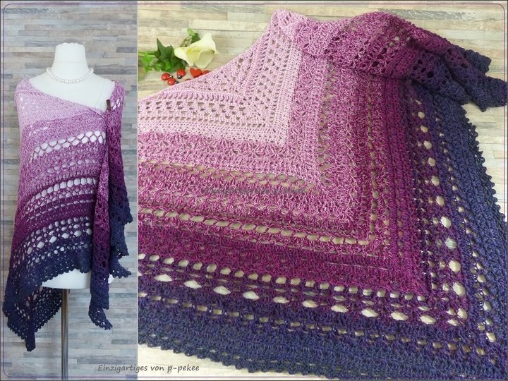 Shining Eyes Crochet Pattern for a Triangle Shawl: Charity "Hidden Angels"