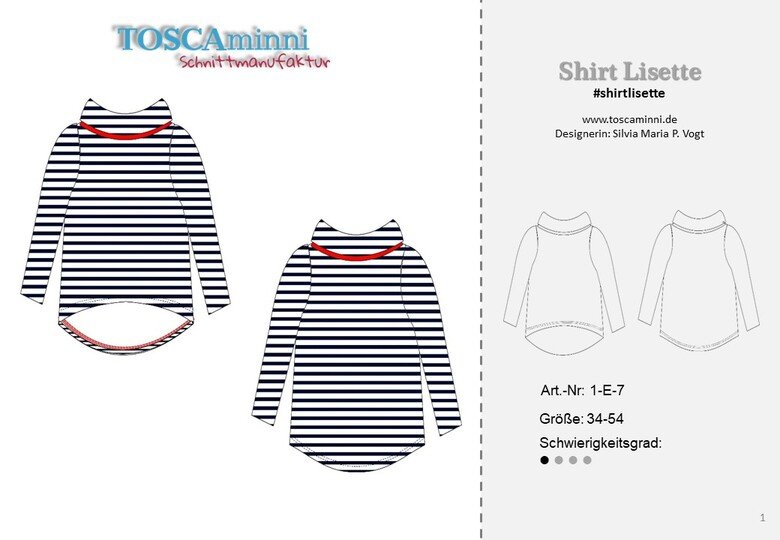 Long sleeve shirt Lisette size 34-46 sewing pattern