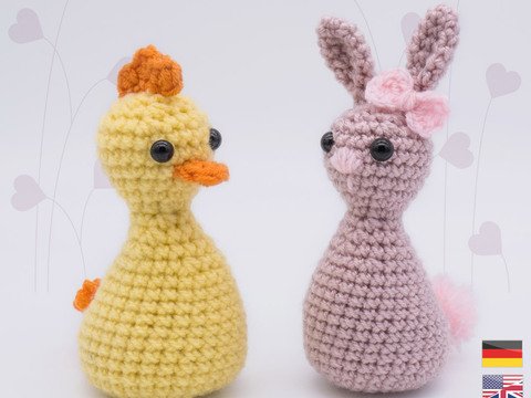 Chick and Bunny • LuckyTwins • Amigurumi crochet pattern