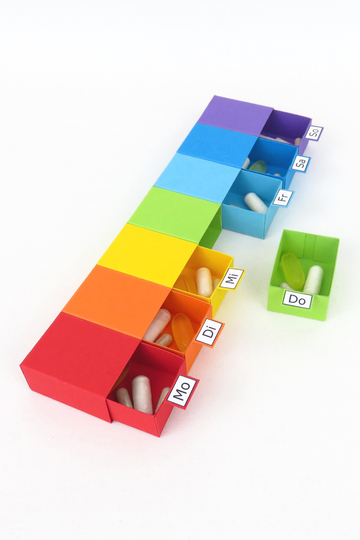 Pillen-Schubladenboxen – Bastelanleitung und Vorlagen