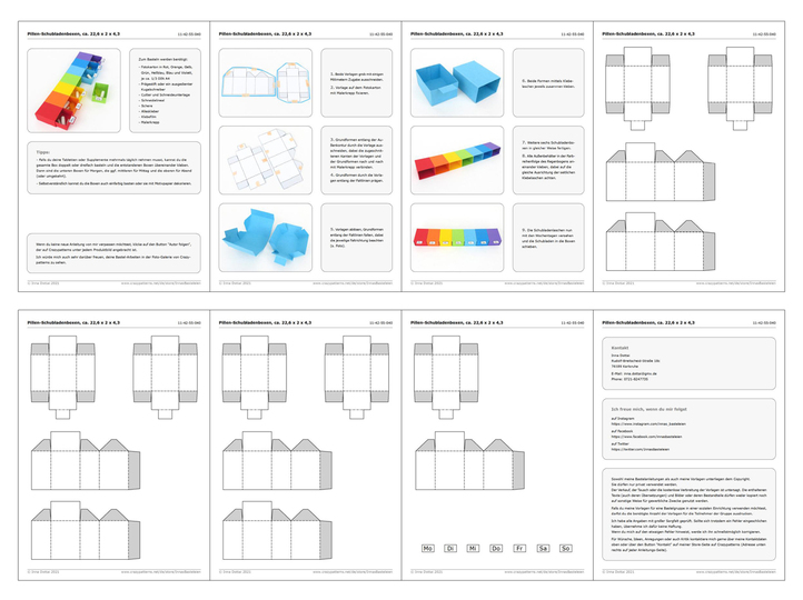 Pillen-Schubladenboxen – Bastelanleitung und Vorlagen