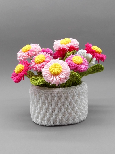 Häkel-Deko Gänseblümchen für Tisch, Tür und Wand - einfach aus Wollresten