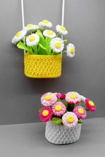 Häkel-Deko Gänseblümchen für Tisch, Tür und Wand - einfach aus Wollresten