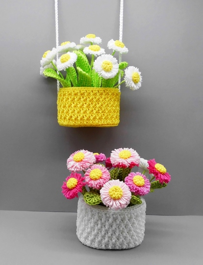 Häkel-Deko Gänseblümchen für Tisch, Tür und Wand - einfach aus Wollresten