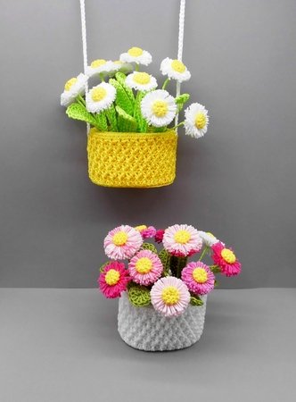 Häkel-Deko Gänseblümchen für Tisch, Tür und Wand - einfach aus Wollresten