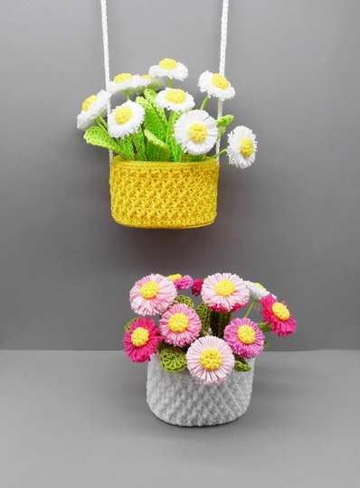 Häkel-Deko Gänseblümchen für Tisch, Tür und Wand - einfach aus Wollresten