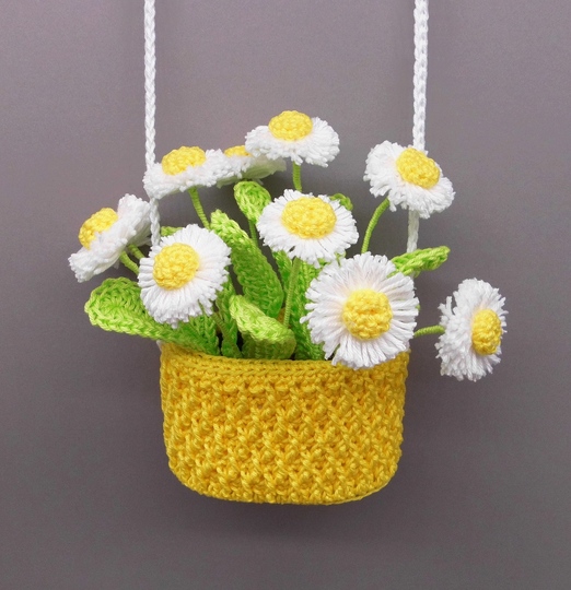 Häkel-Deko Gänseblümchen für Tisch, Tür und Wand - einfach aus Wollresten