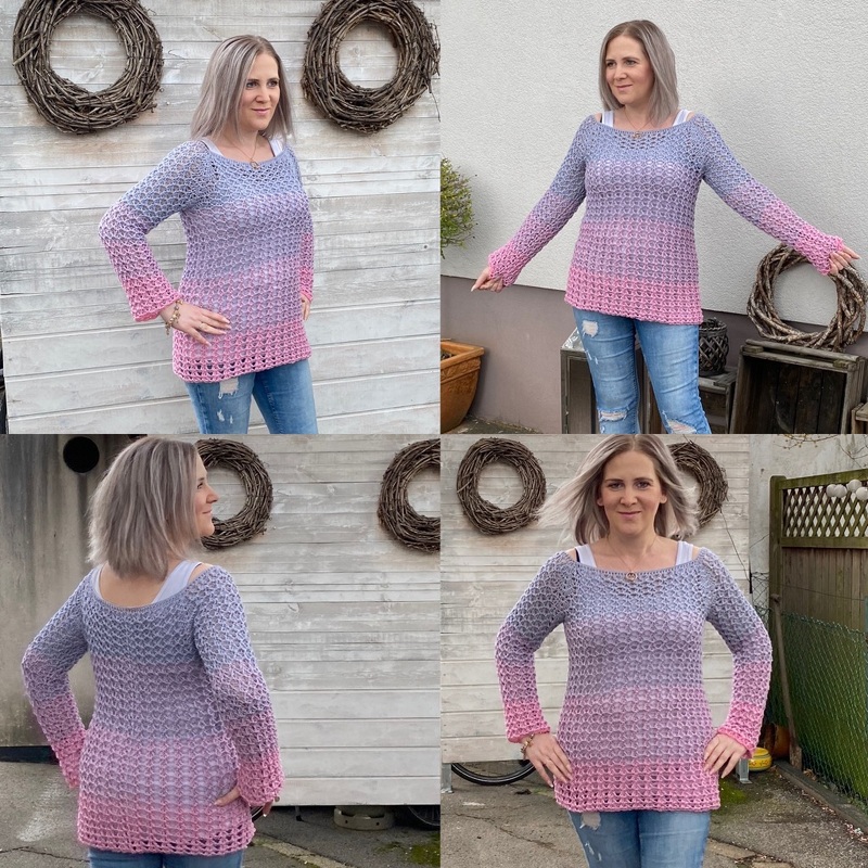 Häkelanleitung Sommerpulli "Mauseöhrchen" in 3D-Netzoptik - Bild 2