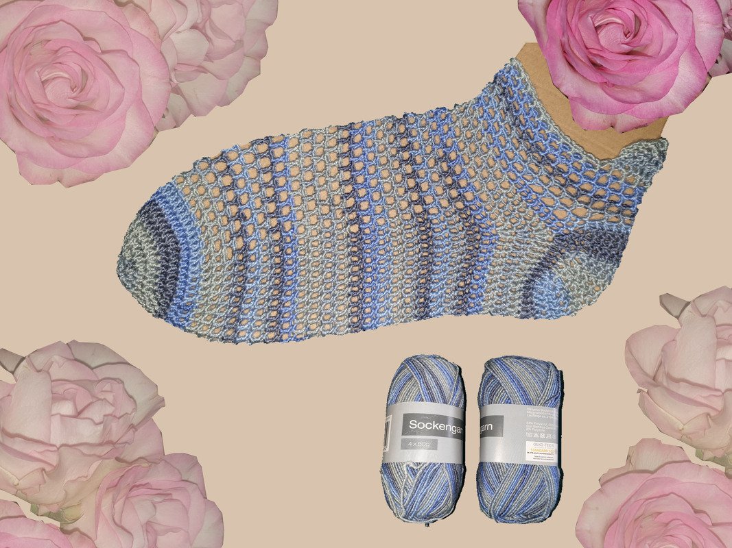 Anleitung gehäkelte Sneakersocken „Loch an Loch“ + Banderolen zum drucken - Bild 2