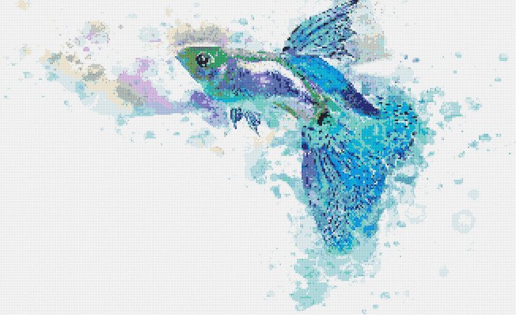 Siamese Fighting Fish 3 Cross Stitch Pattern PDF
