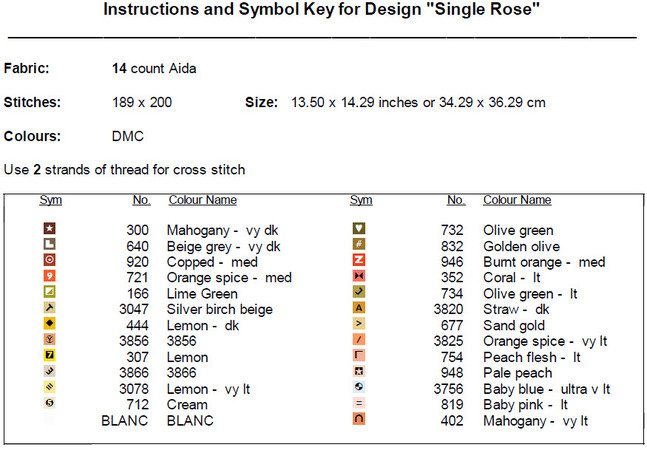 Single Rose Cross Stitch Pattern PDF