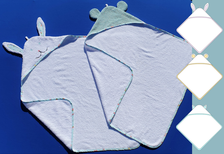 Kapuzenbadetuch mit Tierohren für Babys & Kinder (3 Größen, A4 PDF)