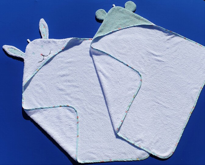 Kapuzenbadetuch mit Tierohren für Babys & Kinder (3 Größen, A4 PDF)