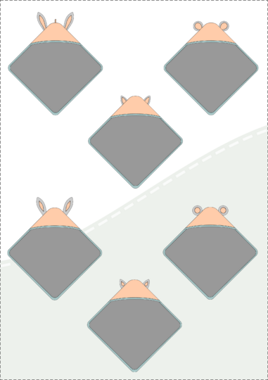 Kapuzenbadetuch mit Tierohren für Babys & Kinder (3 Größen, A4 PDF)