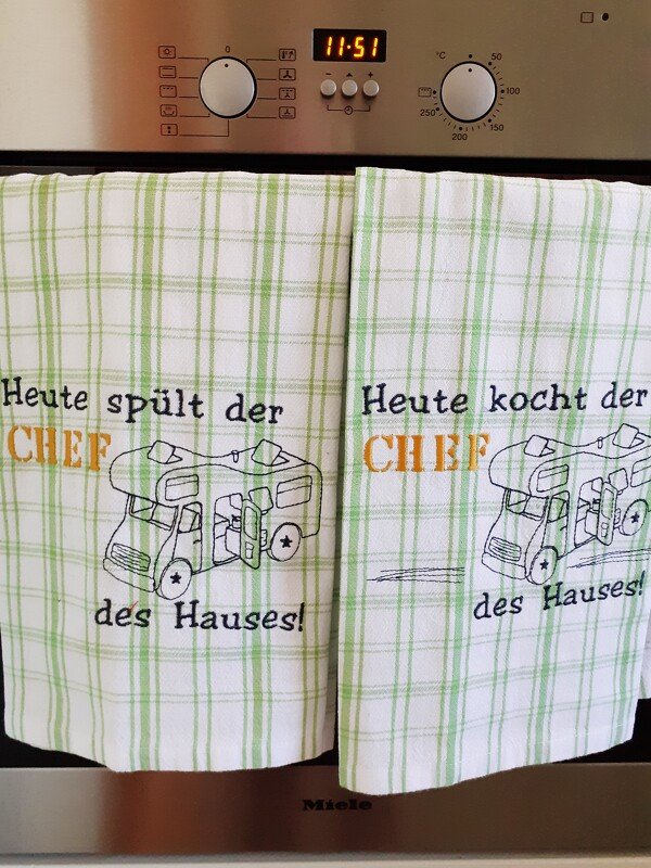 Stickdatei Camping für Geschirrtuch Schürze CHEF mit Wohnmobil - Bild 3