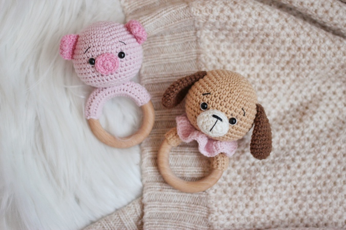 Crochet pattern Baby rattle Little piggy