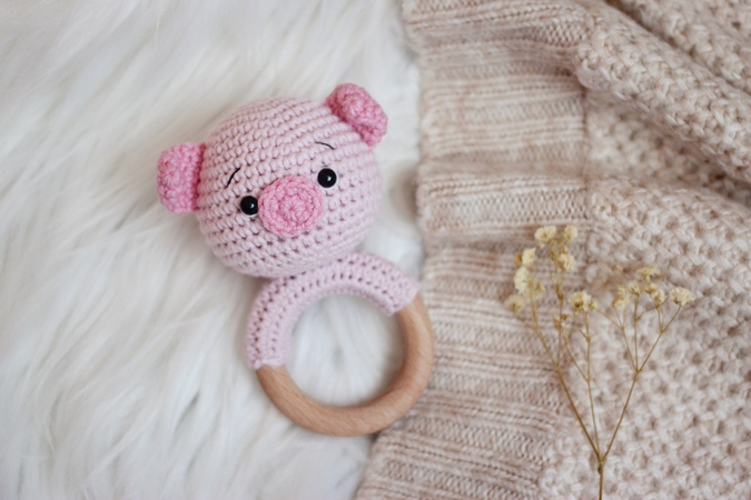 Crochet pattern Baby rattle Little piggy