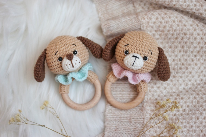 Crochet pattern Baby rattle Puppy