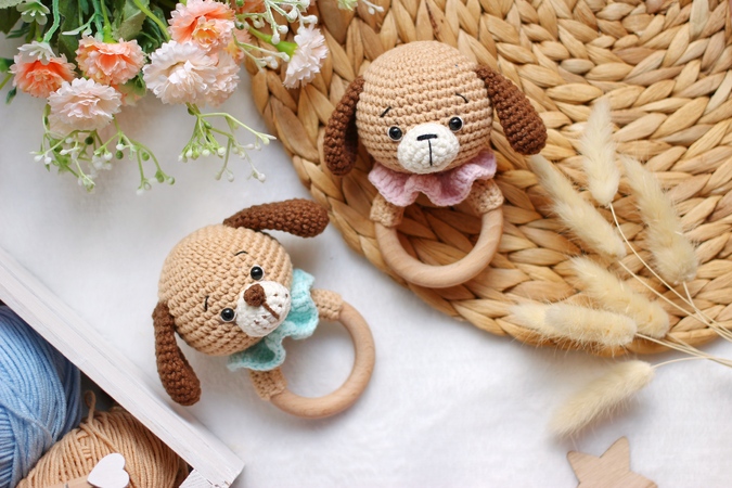 Crochet pattern Baby rattle Puppy