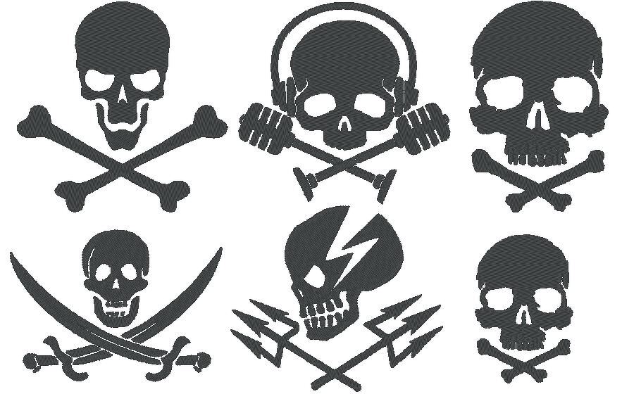 Skull Totenkopf Silhouetten Stickdatei Pirat - Bild 6