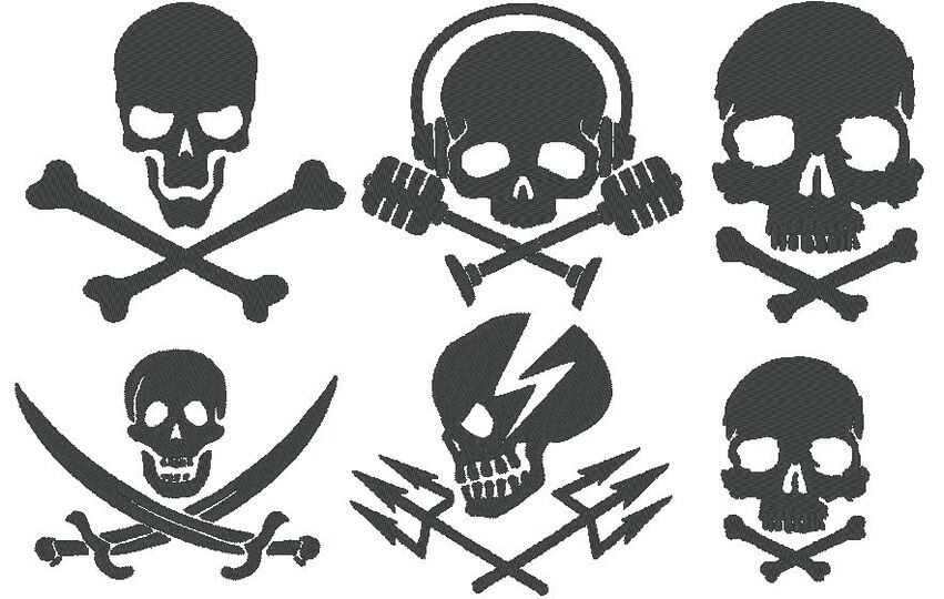 Skull Totenkopf Silhouetten Stickdatei Pirat
