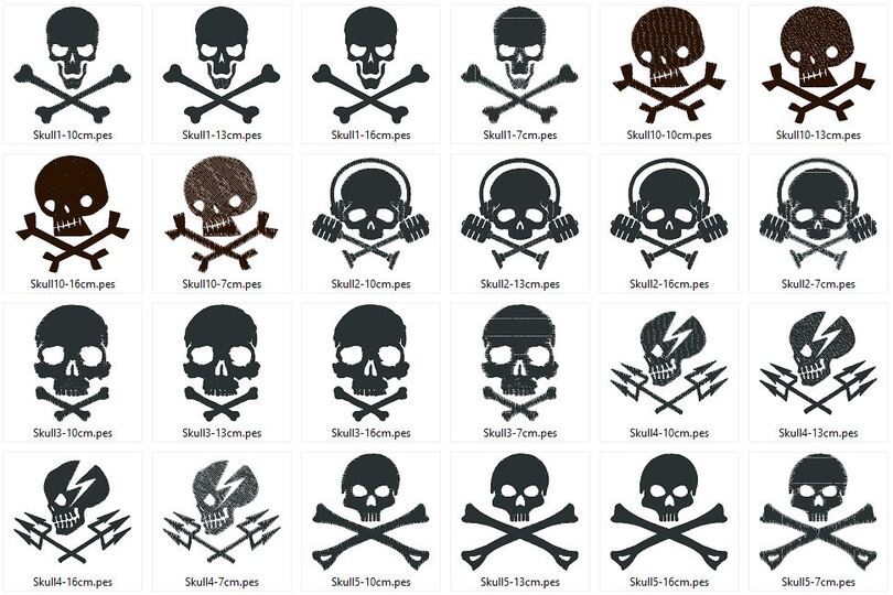 Skull Totenkopf Silhouetten Stickdatei Pirat