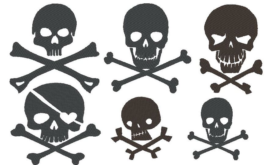 Skull Totenkopf Silhouetten Stickdatei Pirat