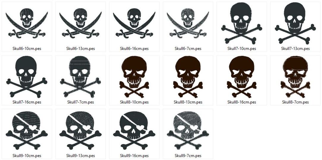Skull Totenkopf Silhouetten Stickdatei Pirat
